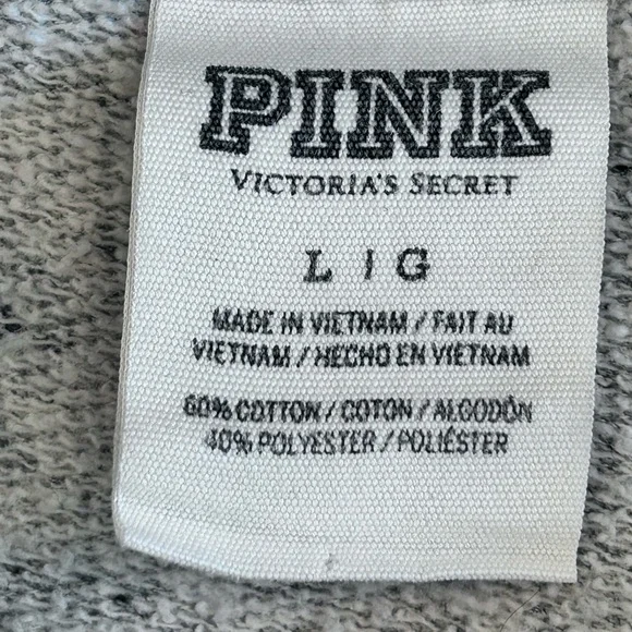 PINK Victoria's Secret ~ Gray and Blue Zip-Up ShirtSweat, Pullover,L/G - Picture 6 of 11